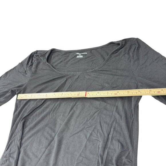 Black Long-Sleeve Midi Dress M Stretchy Viscose Blend - Picture 12 of 13